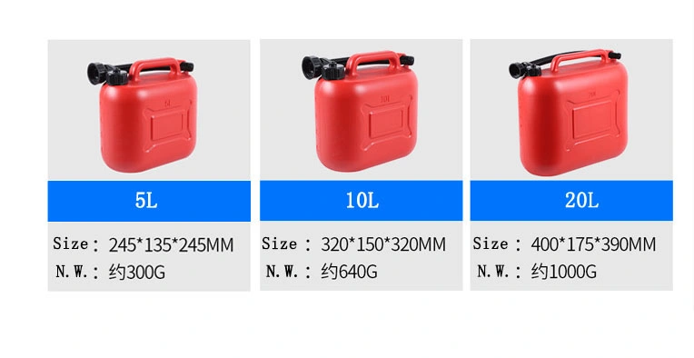 5/10/20L Red Environmental Protection Thickened with Scale Explosion-Proof Anti-Static Plastic Oil Jerry Can