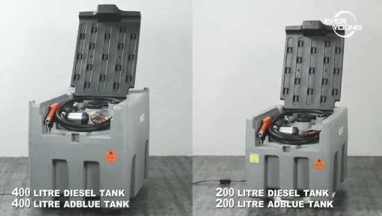 プラスチックモバイル燃料給油ディーゼルタンク 400L 燃料移送タンク 12V 40L/分 自吸式電動ポンプ付き 農業用油およびガスタンク移送用