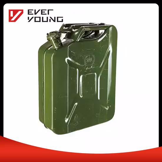 垂直ガスシリンダーサポート付きの未承認の 10 リットルオリーブグリーン金属燃料缶